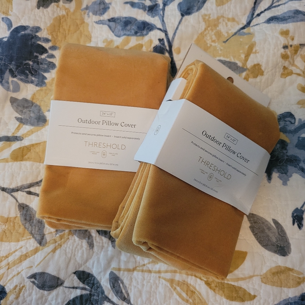 Threshold Mustard Outdoor Pillow Covers Set Of 2 NWT